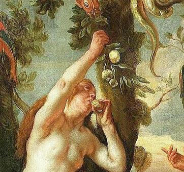 Eve eating the fruit from the tree of knowledge